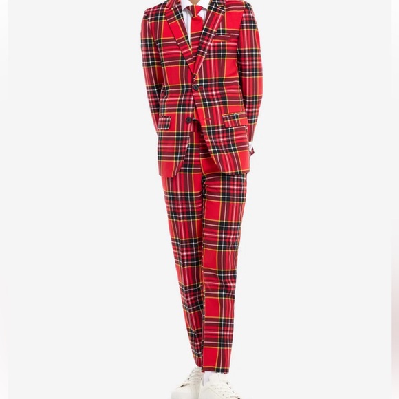 Teen OppoSuits The Lumberjack Christmas Red Plaid Suit Jacket Pants Set Size 14 - Picture 11 of 14